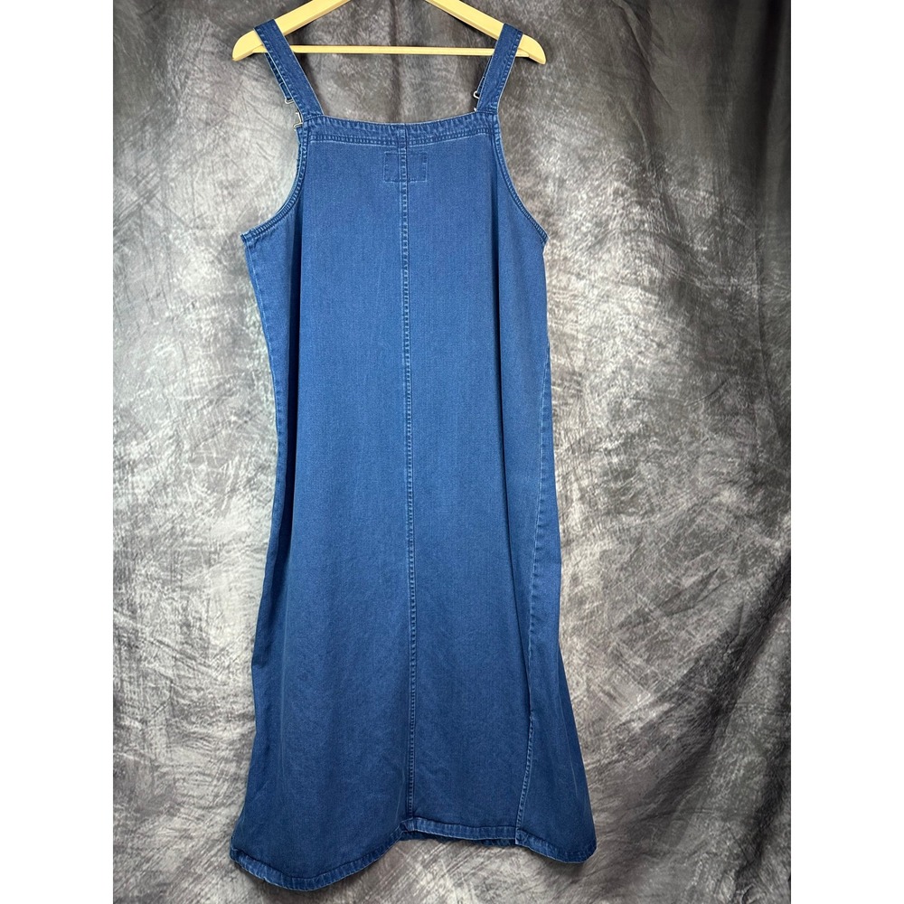 Vintage Denim Overall Pinafore Dress Women XL Maxi Blue Cotton Lyocell - Picture 4 of 11